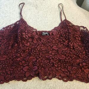 Burgundy Lace Crop Top